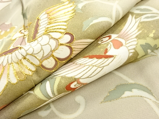 色留袖フルセット 正絹 三紋 着物 金駒刺繍 E1-1 しつけ付 超